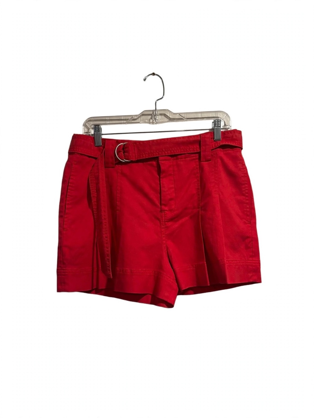 Liverpool Cherry Red High-Waist Belted Women’s Shorts